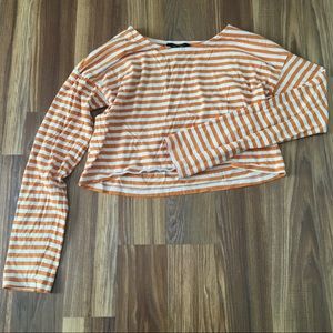 Long sleeve orange stripped crop top
